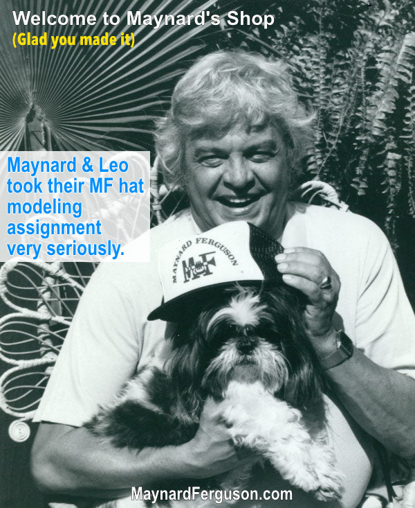 Maynard Ferguson and his shih tzu puppy modeling new merch -Photo Ferguson Family